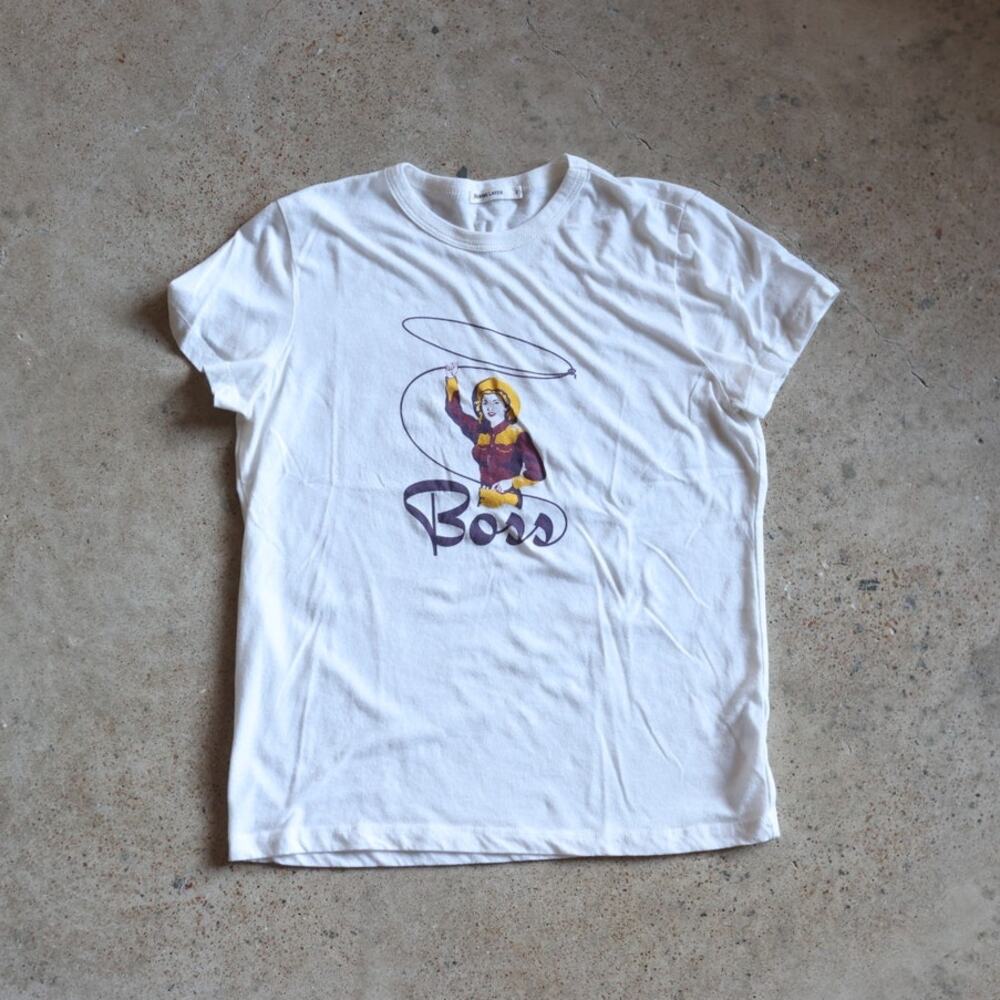 Marine Layer Cowboy Roper Graphic T-Shirt White Super Soft Short Sleeve Women S